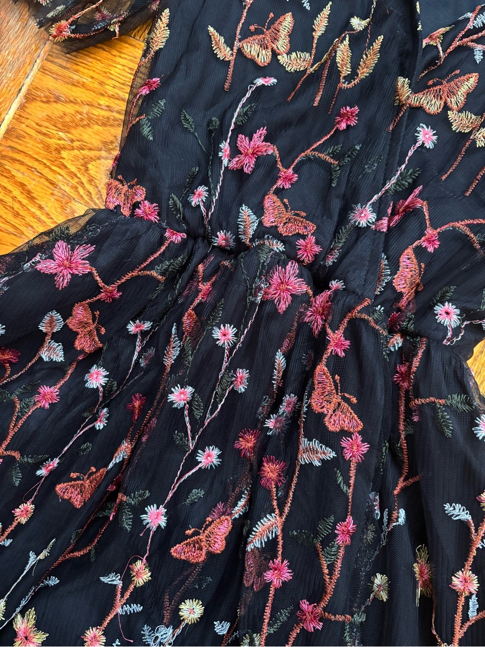 BALTIC BORN Chloe Floral Butterfly Embroidered Maxi Dress Black XS - Picture 3 of 5